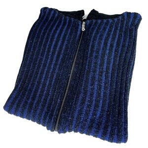 Blue & Black Stripe Sleeveless Zip Hoodie from Venice